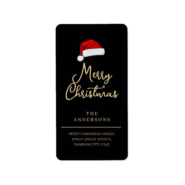 Christmas Hat Elegant Simple Return Address Label (Front)