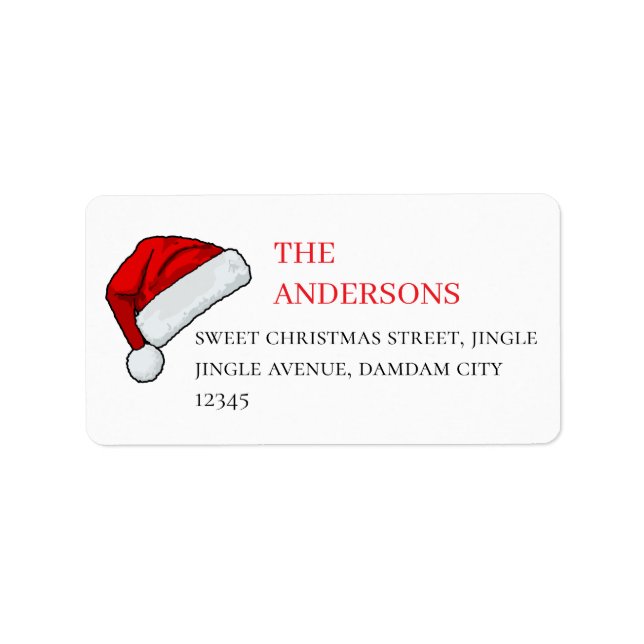 Christmas Hat Elegant Simple Return Address Label (Front)