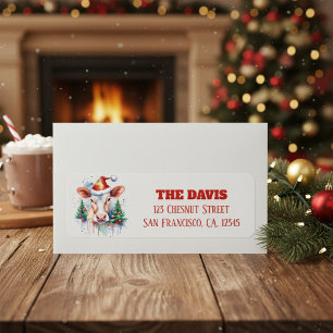 Christmas Hat Festive Cow - Return address