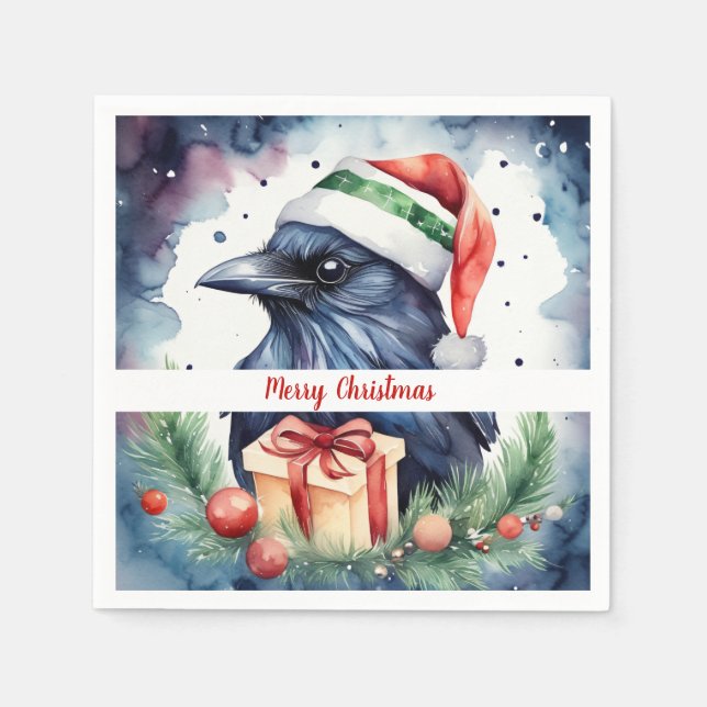 Christmas Hat Festive Crow -   Napkin (Front)