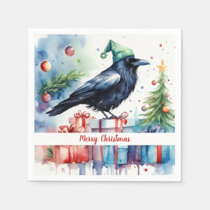 Christmas Hat Festive Crow - Paper Napkin