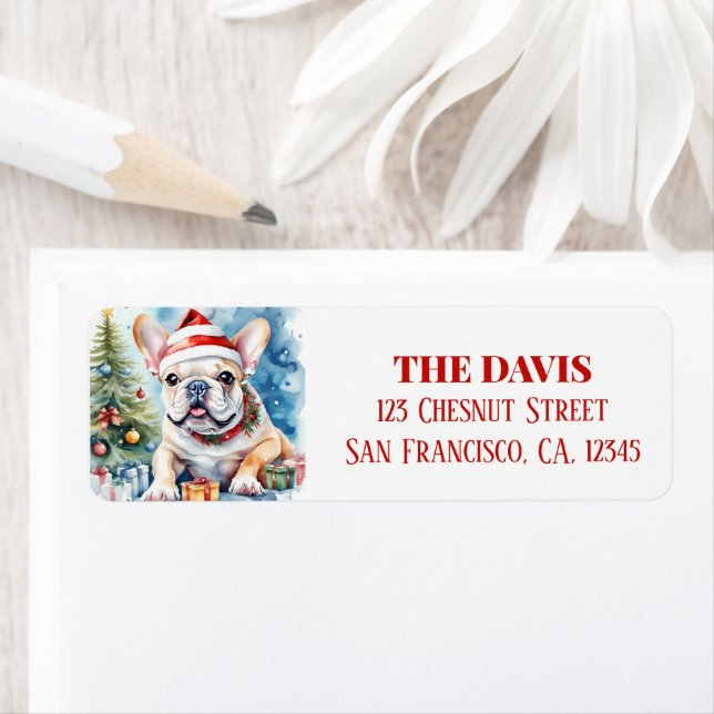 Christmas Hat Festive French Bulldog (Insitu)