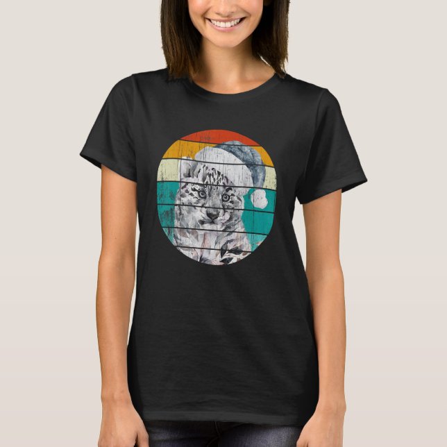 Christmas Hat Snow Leopard T-Shirt (Front)