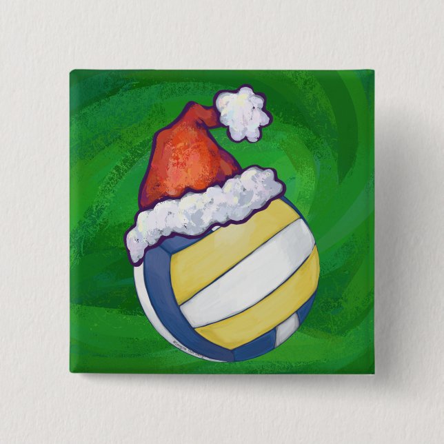 Christmas Hat Volleyball 15 Cm Square Badge (Front)