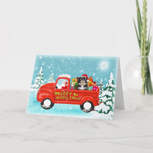 Christmas Havanese Dog gifts delivery truck Card (Front)