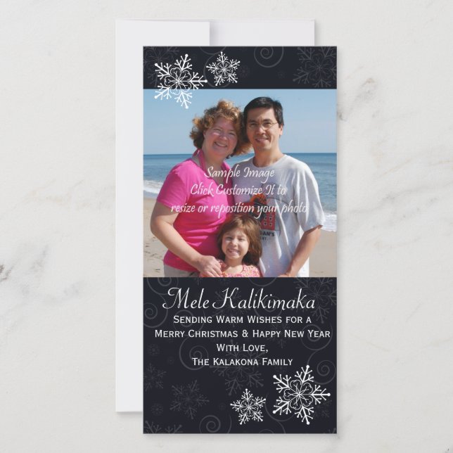 Christmas Hawaiian Hibiscus Snowflake Photo Card (Front)