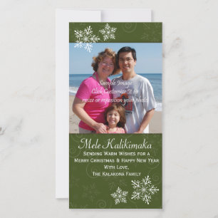Christmas Hawaiian Hibiscus Snowflake Photo Card