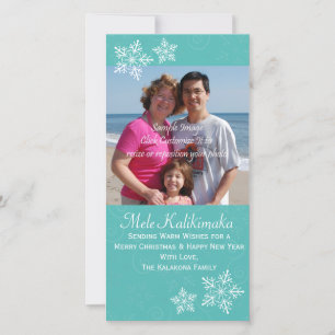Christmas Hawaiian Hibiscus Snowflake Photo Card