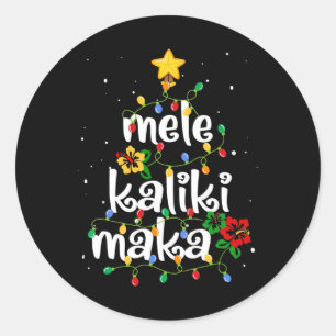 Christmas Hawaiian Santa Mele Kalikimaka Xmas Tree Classic Round Sticker