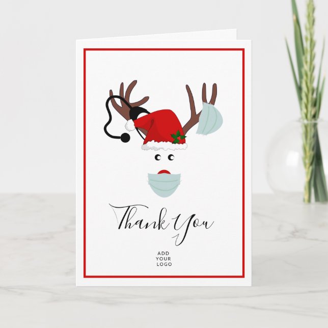 Christmas Healthcare Corporate Logo Thank You  Holiday Card (Front)