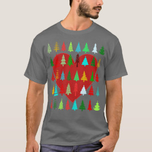 Christmas Heart Christmas Trees Love Christmas Art T-Shirt