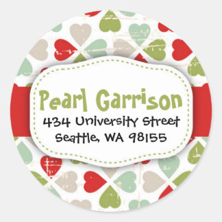 Christmas Heart Circle Return Address Label
