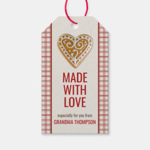 Christmas Heart Cookie Tartan Plaid Gift Tags