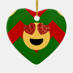 christmas heart eye emoji ceramic tree decoration
