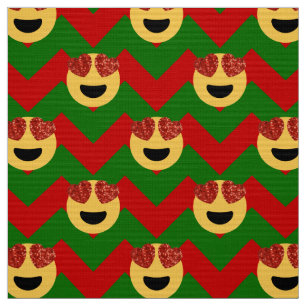 christmas heart eye emoji fabric
