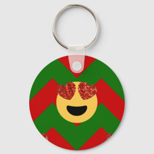 christmas heart eye emoji key ring