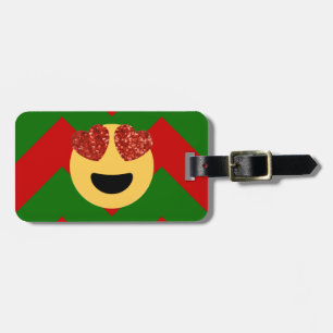 christmas heart eye emoji luggage tag