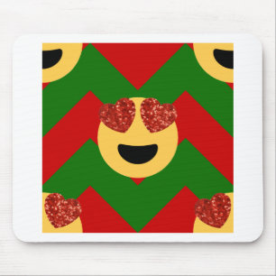 christmas heart eye emoji mouse mat