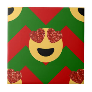 christmas heart eye emoji tile