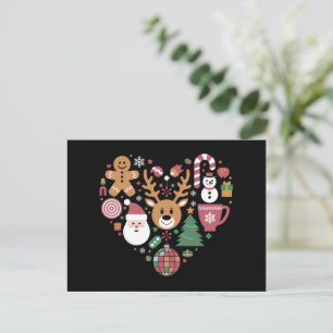 Christmas Heart Love Icons Holiday Xmas Santa Postcard