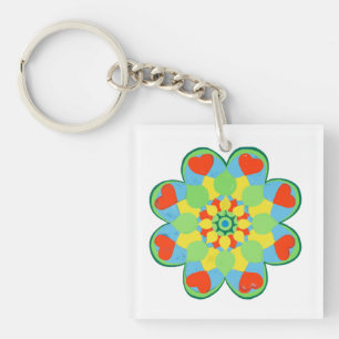 Christmas Heart Mandala Keychain