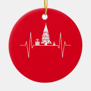 Christmas Heartbeat Ceramic Tree Decoration