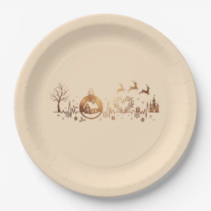 Christmas Heartbeat Holiday Design Paper Plate