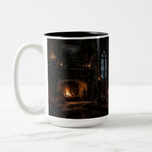 Christmas Hearth Window Black Mug