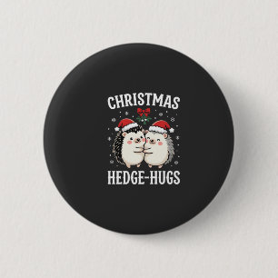 Christmas Hedge-Hugs Cute Hedgehog Holiday 6 Cm Round Badge