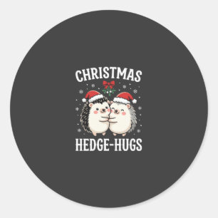Christmas Hedge-Hugs Cute Hedgehog Holiday Classic Round Sticker