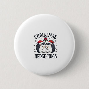 Christmas Hedge-Hugs Cute Hedgehog Holiday Design 6 Cm Round Badge