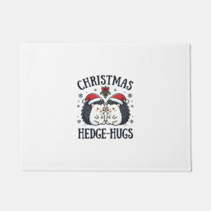 Christmas Hedge-Hugs Cute Hedgehog Holiday Design Doormat