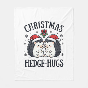 Christmas Hedge-Hugs Cute Hedgehog Holiday Design Fleece Blanket