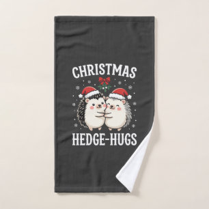 Christmas Hedge-Hugs Cute Hedgehog Holiday Hand Towel