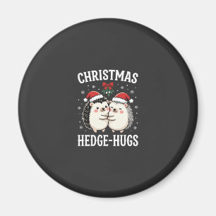 Christmas Hedge-Hugs Cute Hedgehog Holiday Magnet