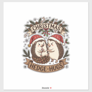 Christmas Hedge Hugs Hedgehogs Santa Hats Snowflak