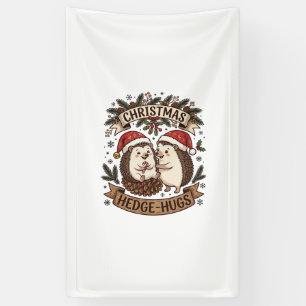 Christmas Hedge Hugs Hedgehogs Santa Hats Snowflak Banner