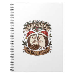 Christmas Hedge Hugs Hedgehogs Santa Hats Snowflak Notebook