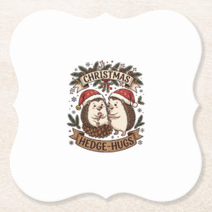 Christmas Hedge Hugs Hedgehogs Santa Hats Snowflak Paper Coaster