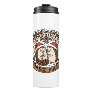 Christmas Hedge Hugs Hedgehogs Santa Hats Snowflak Thermal Tumbler