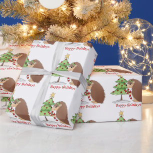 Christmas Hedgehog Holiday wrapping paper