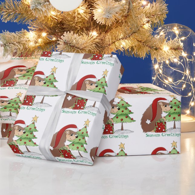 Christmas Hedgehog Holiday wrapping paper (Holidays)