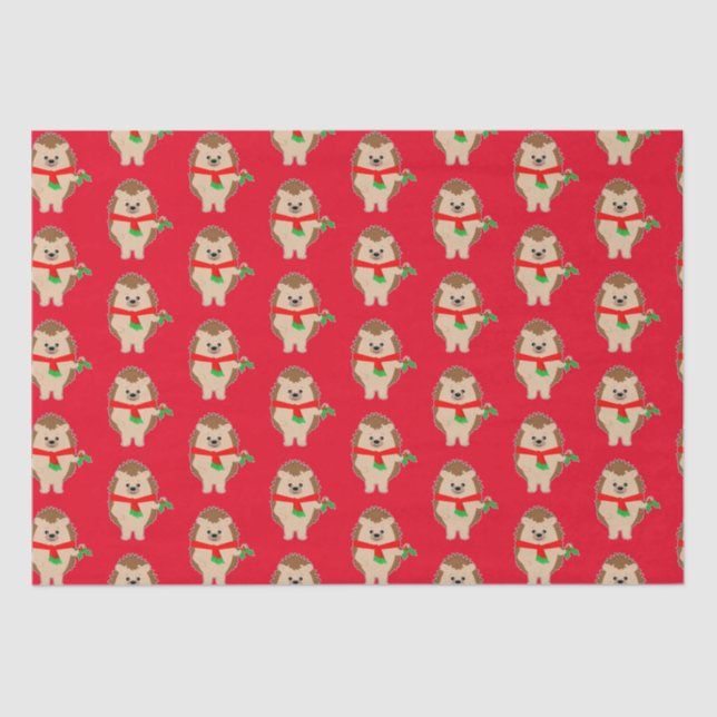 Christmas Hedgehog Holly :Be Jolly! Wrapping Paper (Front)
