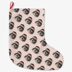 Christmas Hedgehog Or Opossum Wearing Santa Costum Large Christmas Stocking