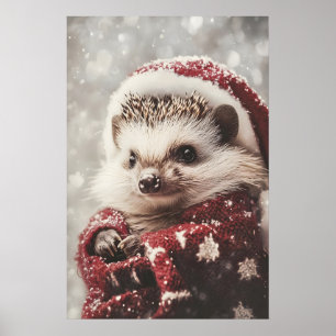 Christmas Hedgehog Print, Funny Holiday Wall Art