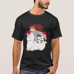 Christmas Hedgehog Riding Sloth Riding Llama Santa T-Shirt