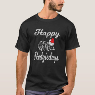 Christmas Hedgehog Santa Hat Hedgie Holiday Retro  T-Shirt