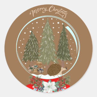Christmas Hedgehog Snow Globe Sticker