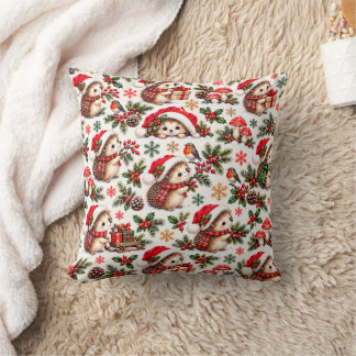 Christmas Hedgehog Woodland Wishes Cushion