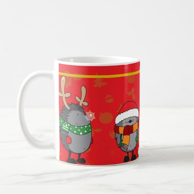 Christmas hedgehogs coffee mug (Left)